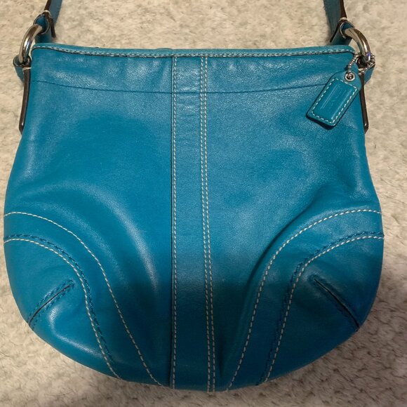 Vintage Teal/Turquoise Coach Leather Bag - Picture 2 of 5